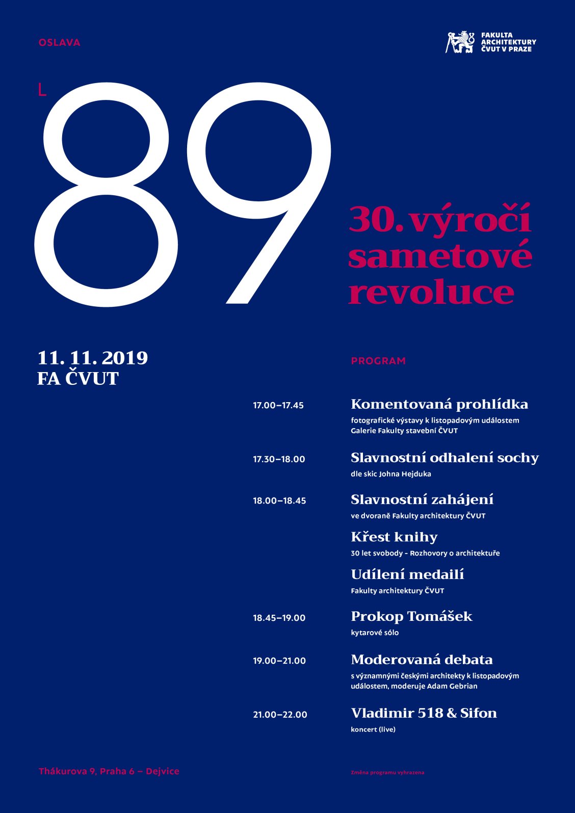 Program akce 30. výročí sametové revoluce
